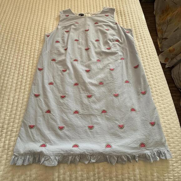 Talbots Dress Watermelon Embroidery Shift Dress Ruffle Hem 16 W Petite 16WP - Picture 1 of 10